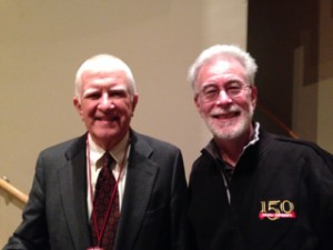 Don Randel: Professor of Music, Dean of the Arts College, Cornell University Provost, President of U of Chicago and the Mellon Foundation, with a former student at Charter Day Weekend