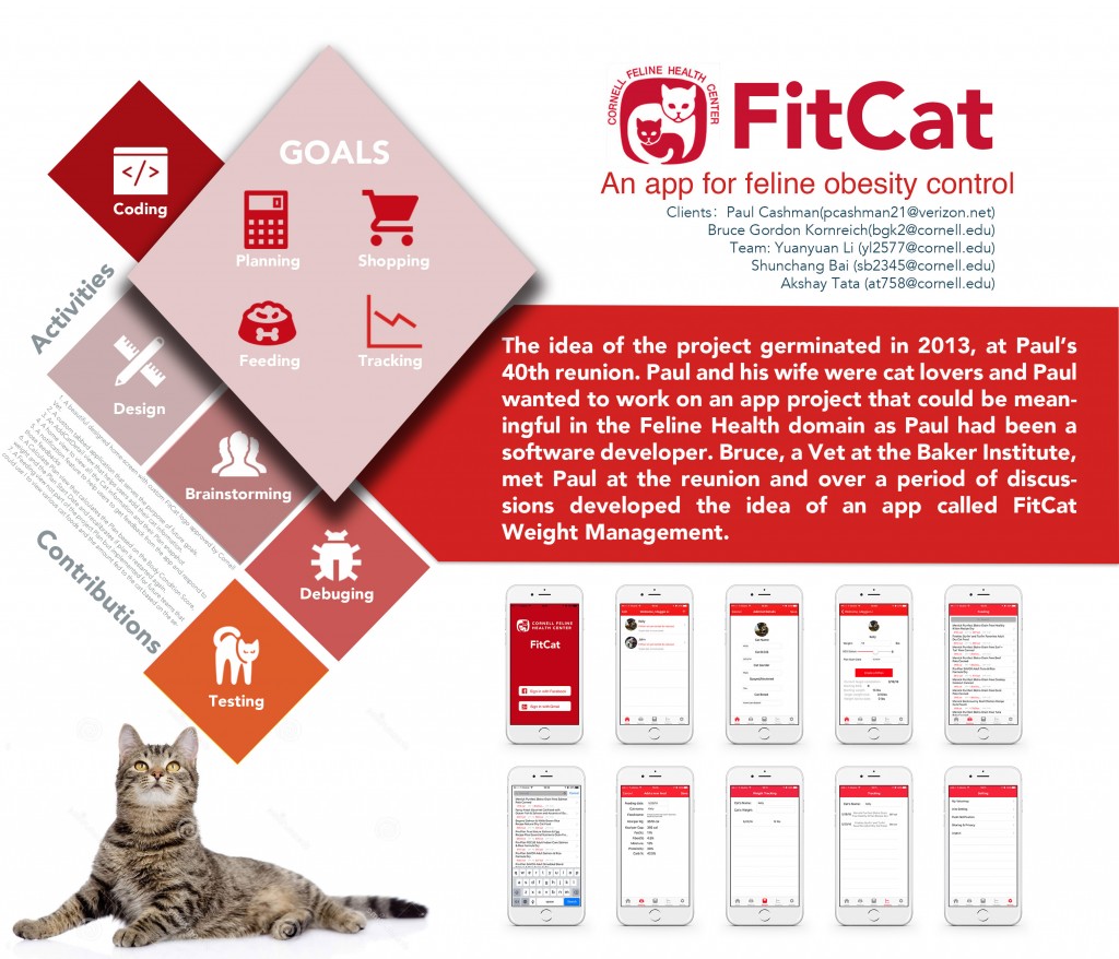 Student poster presentation of the FitCat Phase I app (May 2016).