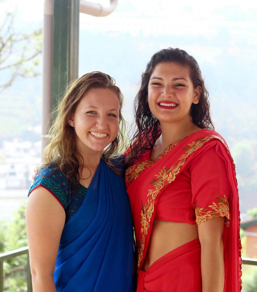 Class of '73 Scholarship recipient Rachel Stein '18 (left) with Asja Moynihan '18 (Global Health major and India program co-participant)