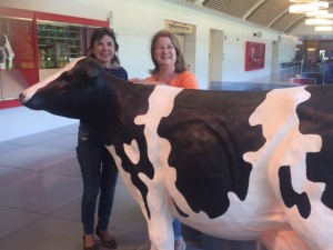 Reunion Co-Chairs Danielle and Debbie take a Dairy Bar break with a bovine friend
